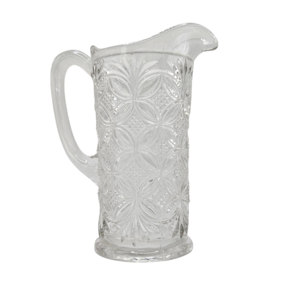 Vintage Pressed Glass Small Pitcher Daisy & Diamond Pattern EAPG Style 5.5” - Picture 3 of 7
